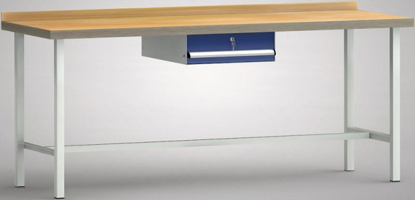 KLW Profi-Werkbank - 2000 x 700 x 905 mm L x T x H (ERGO-Version), mittig 1 Einzelschublade 150 mm Fh-EA, WP001E-2000M45-E7003