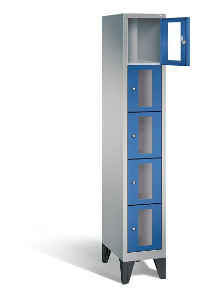 C+P Schließfachschrank Classic, H1850xB320xT500mm, Farbe: Weißaluminium / Enzianblau, 8010A105 S10010
