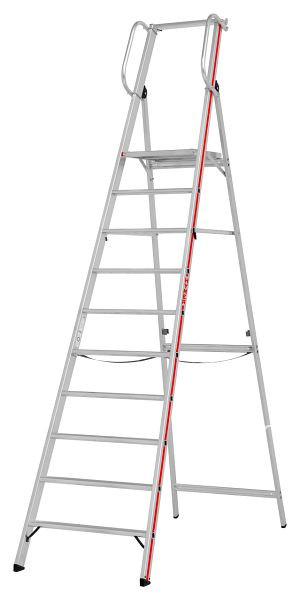 HYMER Plattformleiter mit Handlauf, 10 Stufen, Standhöhe 2,35 m, 808010