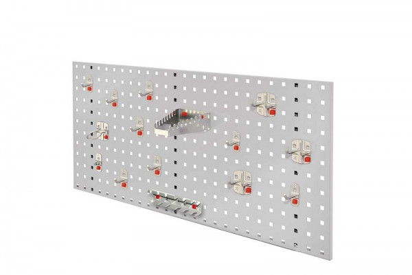 Kappes RasterPlan / ABAX Lochplatten Einsteigerset 5, RAL 7035, Bestehend aus 1 Lochplatte 1000 mm, 1 ABAX Werkzeughaltersortiment 15-teilig, 3324.01.1013
