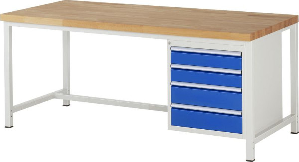 RAU Werkbank Serie 8000 - Gestell-Bauweise (Schweißgestell), 4 x Schublade, 2000x840x900 mm, 03-8162A1-209B4S.11