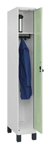 C+P Spind Evolo PLUS, mit Füßen, 1 Abteil, 1950x300x500mm, 9016/6019, Verschluss Drehriegel, Ablageböden 1, 049010-10 S10020