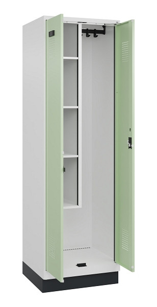 C+P Putzmittel-Spind Evolo PLUS, mit Sockel, 2 Abteile, 1950x600x500mm, 9016/601, Zylinderschloss, 049120-00 S10046