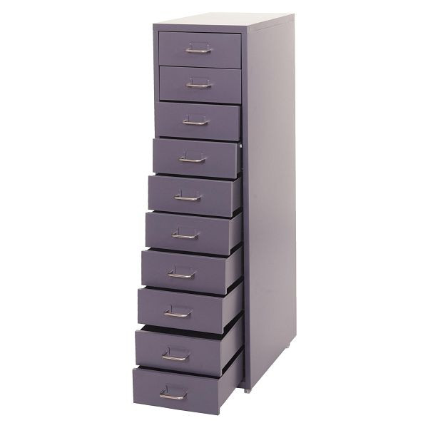 Mendler Rollcontainer Boston T851, Schubladenschrank Stahlschrank, 110x28x41cm 10 Schubladen, dunkelgrau, 72245