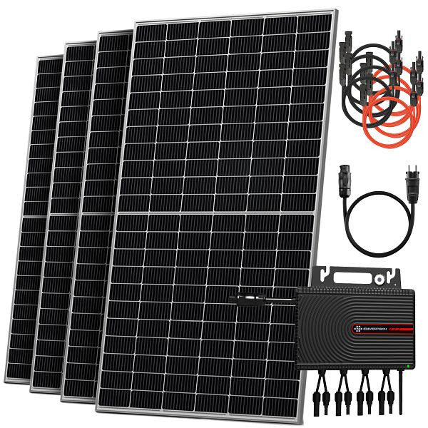 Solarway Balkonkraftwerk 2000W Komplett, 4 JaSolar-Module, Envertech Wechselrichter mit APP&WiFi, Plug&Play, mit Flachdachhalterung, SHY-4-500-D20-FD