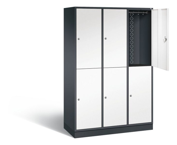 C+P Spind doppelstöckig XL Intro, H1950xB1220xT490mm, Farbe: Schwarzgrau / Verkehrsweiß, 8270-302 S10072