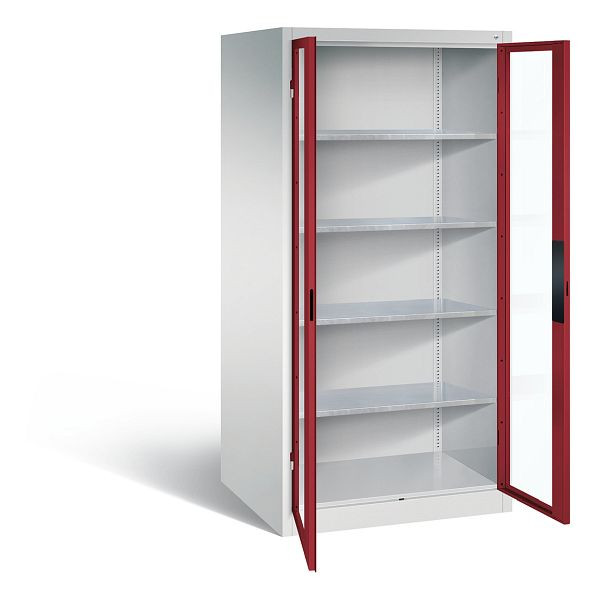 C+P Werkzeugschrank Acurado, H1950xB930xT800mm, Farbe: Lichtgrau / Rubinrot, Muldengriff, 8924-0552 S10013