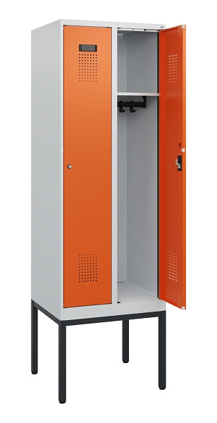 C+P Spind Evolo PLUS, Gestell, 2 Abteile, 1950x600x500mm, 7035/2004, Zylinderschloss, 0490305-20 S10022