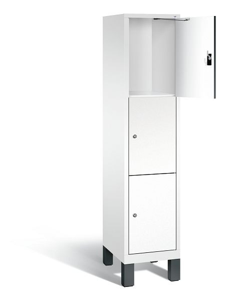 C+P Schließfachschrank Evolo, H1850xB420xT500mm, Farbe: Verkehrsweiß / Dekor Weiß, 3 Fächer, 48010-123 S10134
