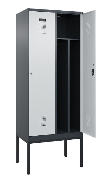 C+P Spind Evolo PLUS, Gestell, 2 Abteile, 2120x800x500mm, 7016/7035, Verschluss Zylinderschloss, 0490307-22F S10044