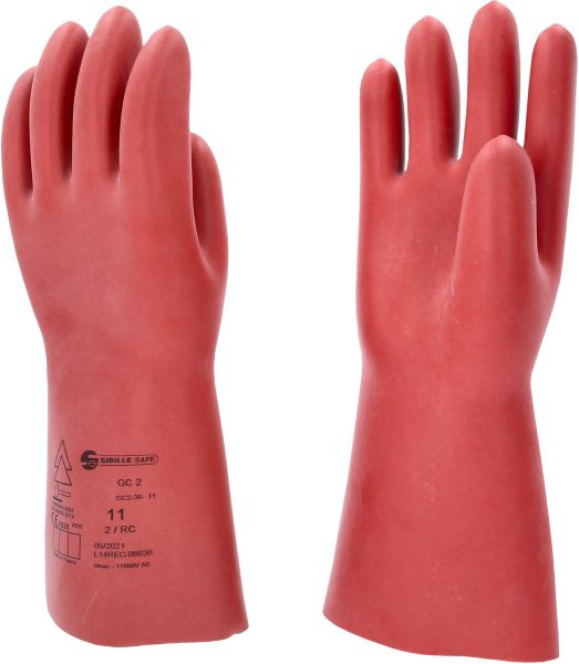 KS Tools Elektriker-Schutzhandschuh mit mechanischem Schutz, Größe 11, Klasse 2, rot, 117.0076