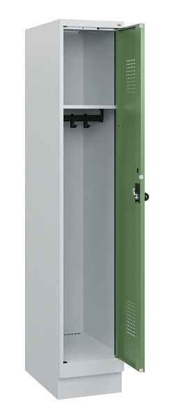 C+P Spind Evolo PLUS, Sockel, 1 Abteil, 1630x300x500mm, 7035/6011, Drehriegel, 0490205-10 S10010