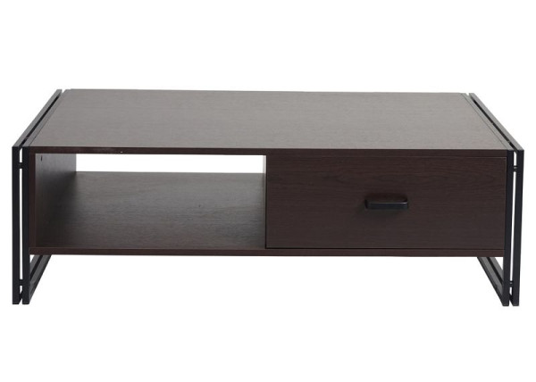 Mendler Couchtisch HWC-A27, Beistelltisch Wohnzimmertisch, 41x120x60cm 3D-Struktur, Metall MDF, dunkelbraun, 75023+75024