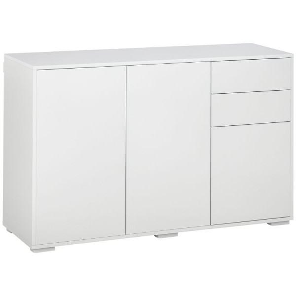 HOMCOM Sideboard Kommode Anrichte, 2 Schubladen, Push-Click, 117 x 36 x 74 cm, Weiß, 838-077V90WT
