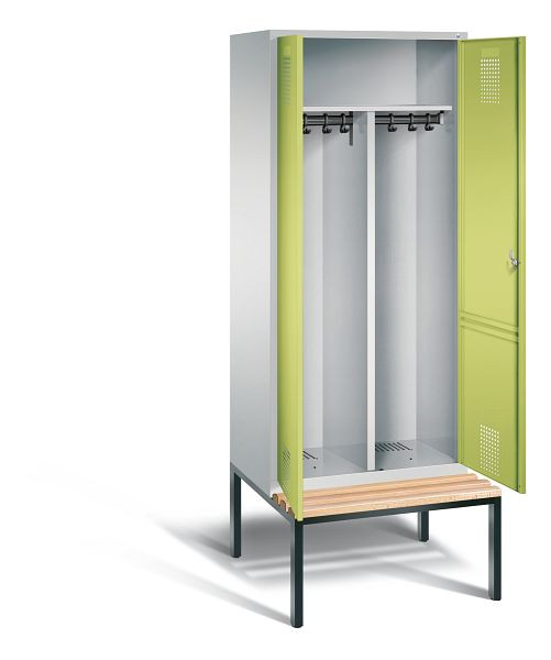 C+P Schwarz-Weiss-Spind Evolo, H2090xB810xT815mm, Farbe: Lichtgrau / Viridingrün, 48052-22 S10040