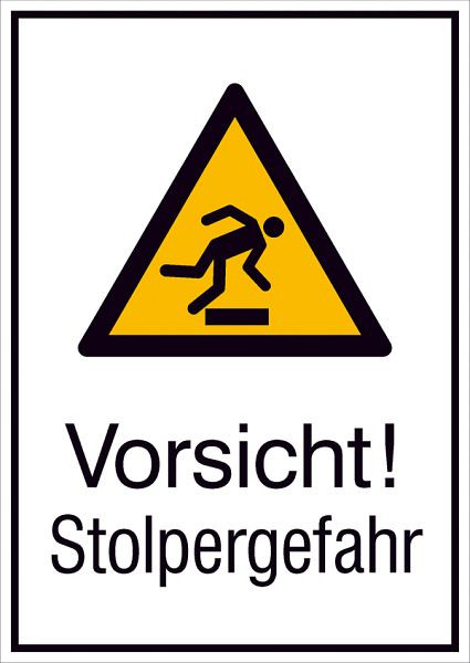 SafetyMarking Warn-Kombischild, Vorsicht! Stolpergefahr, BxH 26,2x37,1 cm, Aluminium, 11.A8027