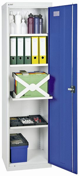 stumpf Werkzeug- und Materialschrank Serie 3000, 7035/5010, 4 Wannenböden, 3005074