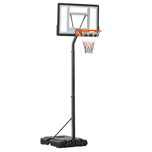 HOMCOM Basketballständer mit Rädern rollbar 260-310 cm höhenverstellbar Schwarz, A61-029BK