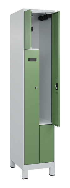 C+P Z-Spind Evolo PLUS, Füße, 2 Fächer, 1950x400x500mm, 7035/6011, Zylinderschloss, 049013-122 S10038