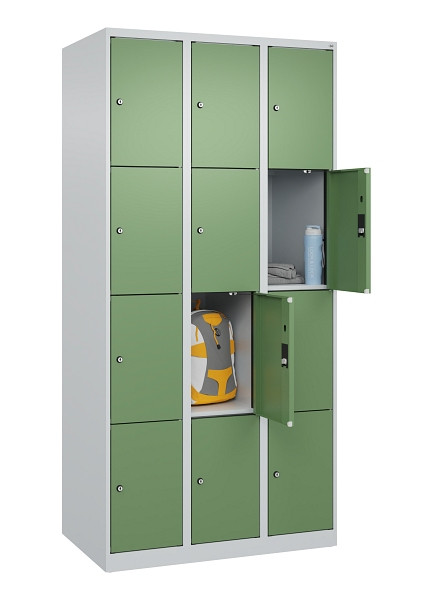 C+P Schließfachschrank Evolo PLUS, 12 Fächer, 1850x900x500mm, 7035/6011, 049000-304 S10010
