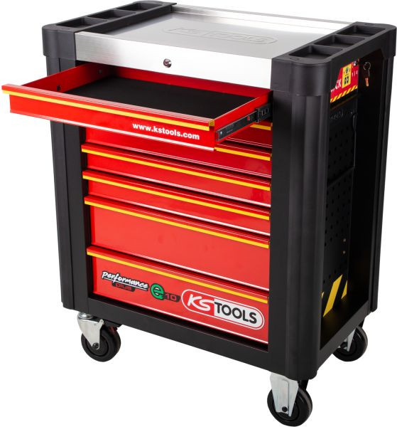 KS Tools PERFORMANCEplus e10 SCHWARZ/ROT Werkstattwagen mit 7 Schubladen, 873.0007