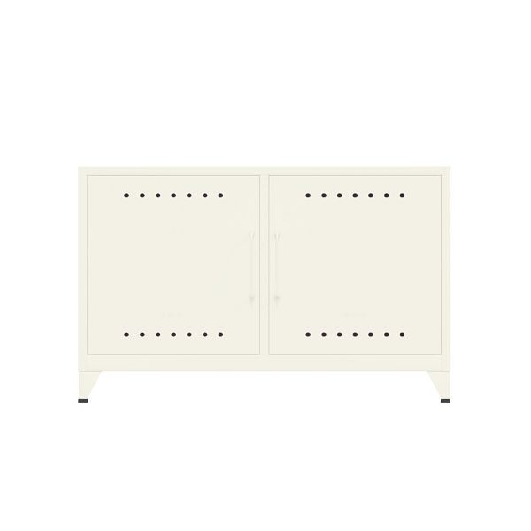 Bisley Fern Sideboard, inkl. 1 festen Fachboden, Kabeldurchlass und Klett-Halter, 196 verkehrsweiß antibakteriell, FERCAB196