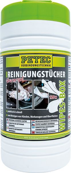 Petec Reinigungstuecher, Wipes - Box, Inhalt 120 Tuecher, VE: 6 Stück, 82120