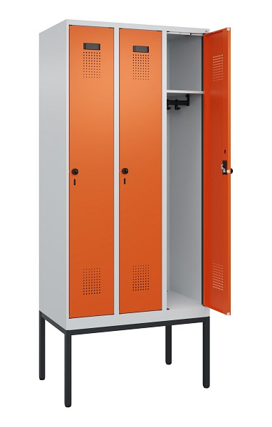 C+P Spind Evolo PLUS, Gestell, 3 Abteile, 2120x900x500mm, 7035/2004, Verschluss Drehriegel, Ablageböden 3, 0490307-30 S10002