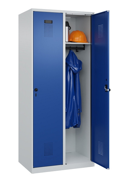 C+P Spind Evolo PLUS, 2 Abteile, 1850x800x500mm, 7035/5010, Verschluss Drehriegel, Ablageböden 2, 049000-22 S10006