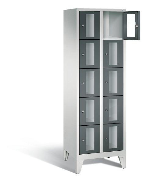 C+P Schließfachschrank Classic, H1850xB610xT500mm, Farbe: Lichtgrau / Anthrazitgrau, 8010A205 S10024