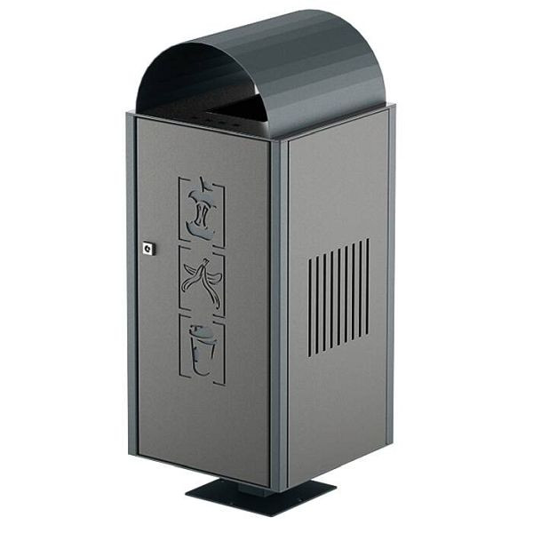 Stein HGS Abfallbehälter -City 250- mit Ascher, zum Einbetonieren, RAL 9006 weißaluminium, RAL 9007 graualuminium, 36648-13-14