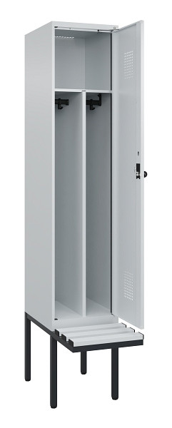 C+P Spind Evolo PLUS, 1 Abteile, 2120x400x815mm, 7035/7035, Haken 4, Drehriegel, Sitzfläche Kunststoff, Trennwand, 0490407-12F S10067