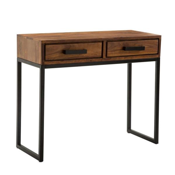 Wohnling Konsolentisch Sheesham Massivholz/Metall 90x76x36 cm, Schmal, Modern, WL6.147