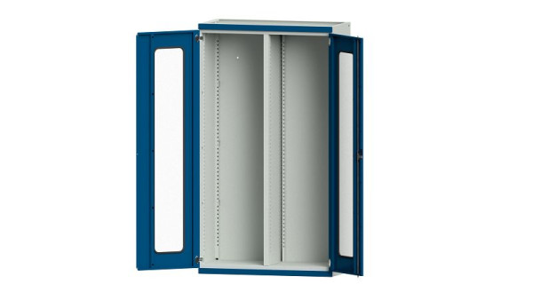 ANKE Werkbänke Schwerlastschrank, Modell 200, 1085 x 500 x 1950 mm, Sichtausschnitt aus Plexiglas, RAL 7035/5010, 620.235