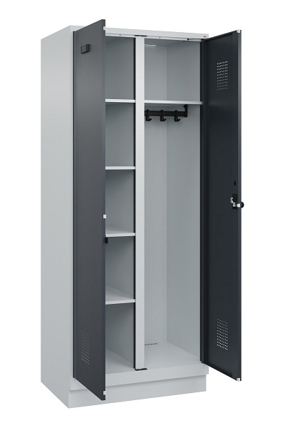 C+P Wäsche-/Garderobenspind Evolo PLUS, mit Sockel, 2 Abteile, 1950x800x500mm, 7035, RAL 7016 Anthrazitgrau, Drehriegel, 049620-22 S10012