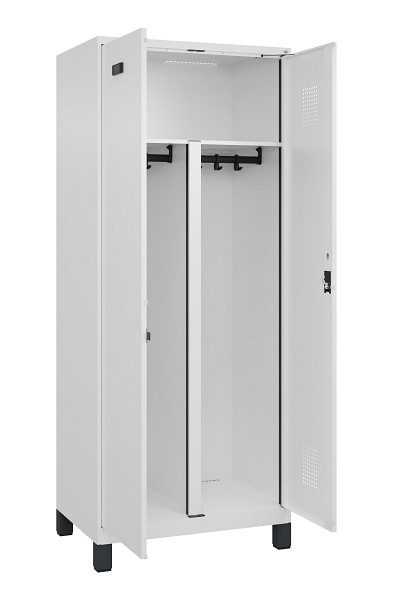 C+P PSA Schwarz-Weiß-Spind Evolo PLUS, mit Füßen, 2 Abteile, 1950x800x500mm, 90, Frontfarbe RAL 9016 Verkehrsweiß, Zylinderschloss, 049012-22P S10047