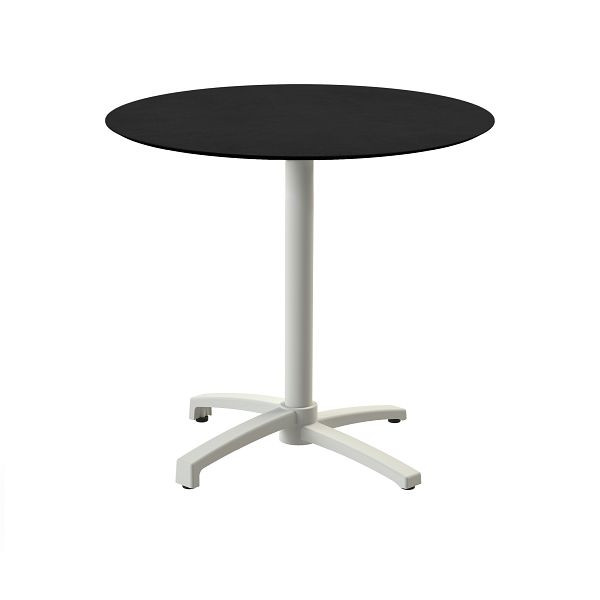 Feros X Cross Terrassentisch Sand gestell + Schwarz HPL Tischplatte Ø70 cm, 110091070