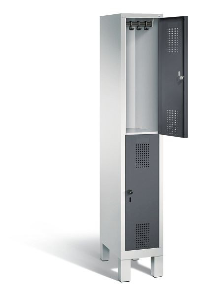 C+P Spind doppelstöckig Evolo, H1850xB320xT500mm, Farbe: Lichtgrau / Schwarzgrau, 48310-10 S10040