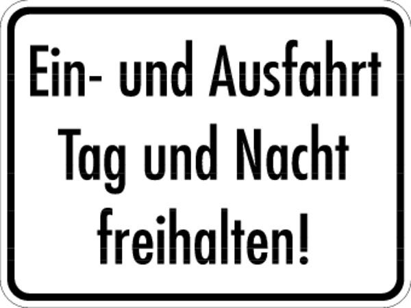 Schilder Klar Parkplatzkennzeichnung Tag und Nacht freihalten, 400x300x0.6 mm Aluminium geprägt, 553/52