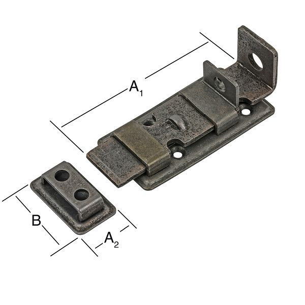 Vormann Sicherheits-Standard-Riegel 120 x 48 mm, gerade, brüniert, VE: 5 Stück, 000100120BR