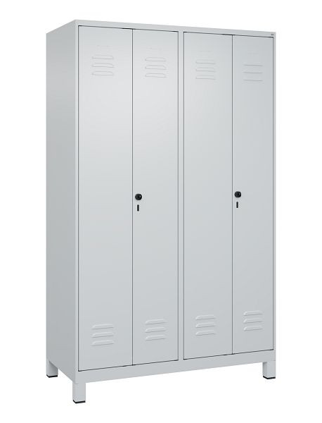 C+P Umkleidespind Classic PLUS, Doppel-Spind, Füße, 4 Abteile, 1950x1200x500mm, 7035/7035, Drehriegel, 080012-40P S10015