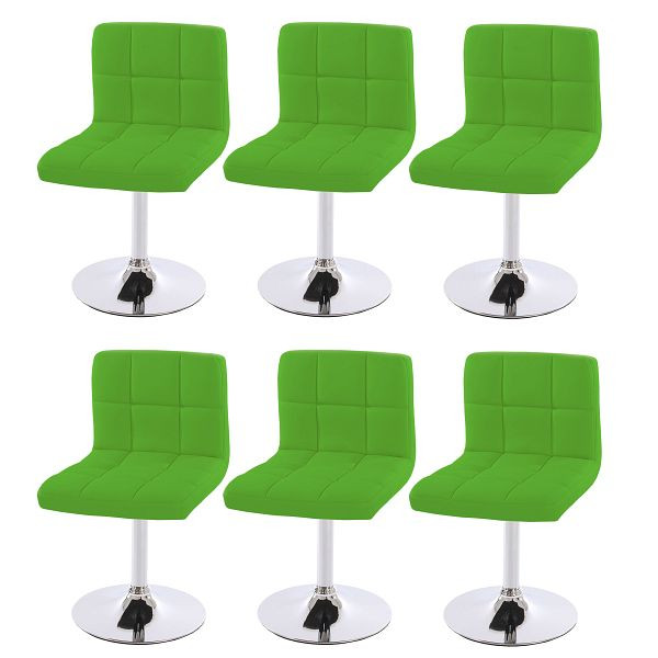 Mendler 6er-Set Esszimmerstuhl Drehstuhl Stuhl Kavala Kunstleder Chrom, grün, 3x26630
