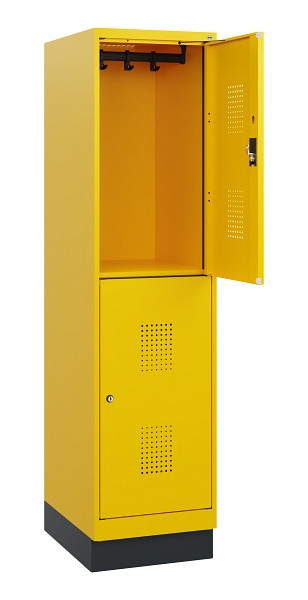 C+P Doppelstöckiger Spind Evolo PLUS, Sockel, 2 Fächer, 1630x400x500mm, 1023/102, Zylinderschloss, 0493205-12 S10063