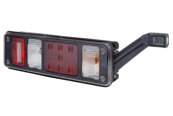 HELLA Heckleuchte, Hybrid, 24V /geschraubt, Lichtscheibenfarbe: glasklar, Stecker: Male, rechts, 2VP 340 961-121