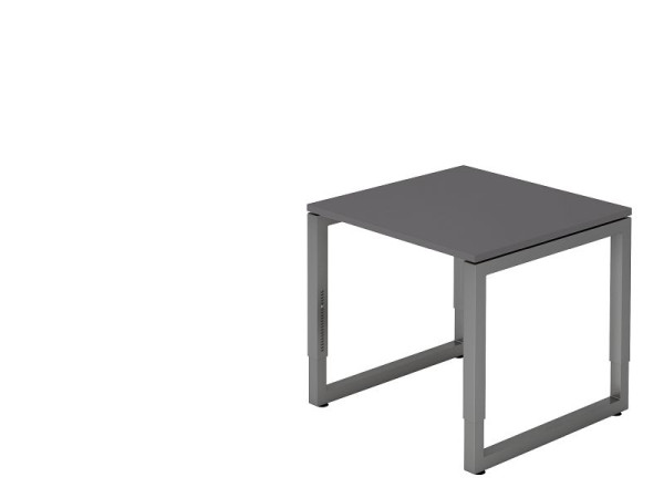 Hammerbacher Schreibtisch O-Fuß eckig 80x80cm Graphit/Graphit, Rechteckform mit schwebender Tischplatte, VRS08/G/G