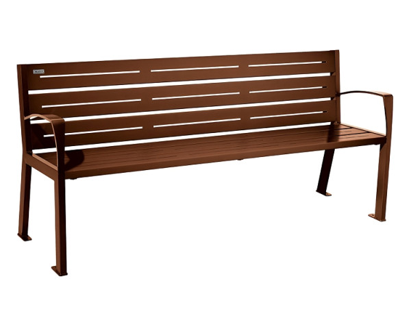 Procity Sitzbank Silaos® 6 Leisten, 100% Stahl, Mit Armlehne, Ein- Oder Zweifarbirg, Rost Korken Effekt/Rost Korken Effekt, 209616.S025