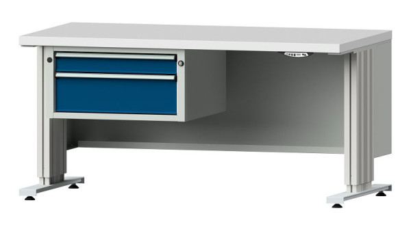 ANKE Werkbänke Arbeitstisch LIFT mit Unterbau, Modell 501 VL, 1500 x 800 x 740-1140 mm, RAL 7035/5010, KSP 40 mm, 405.211
