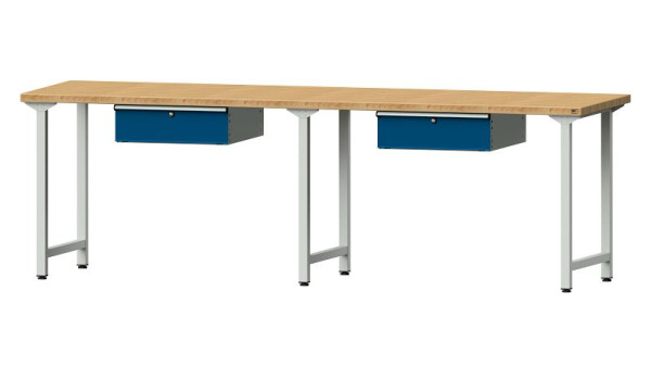 ANKE Werkbänke Arbeitstisch, Modell 193, 2800 x 800 x 890 mm, RAL 7035/5010, BMP 40 mm, 401.465