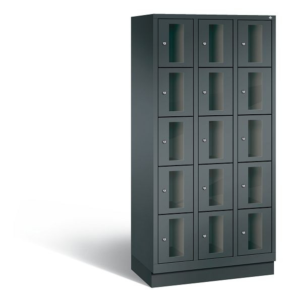 C+P Schließfachschrank Classic, 15 Fächer, H1800xB900xT500 mm, Anthrazit, 8020A305 S10032