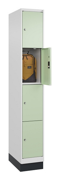 C+P Schließfachschrank Evolo PLUS, mit Sockel, 4 Fächer, 1950x300x500mm, 9016/60, 049020-104 S10019
